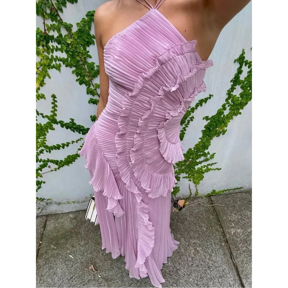 Kamilla | Elegancka długa sukienka z falbanami