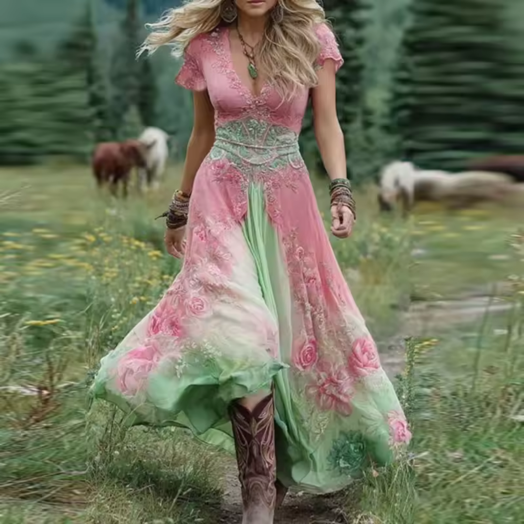 Alicja | Sukienka z haftem kwiatowym